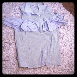 Michael Kors button down off shoulder top